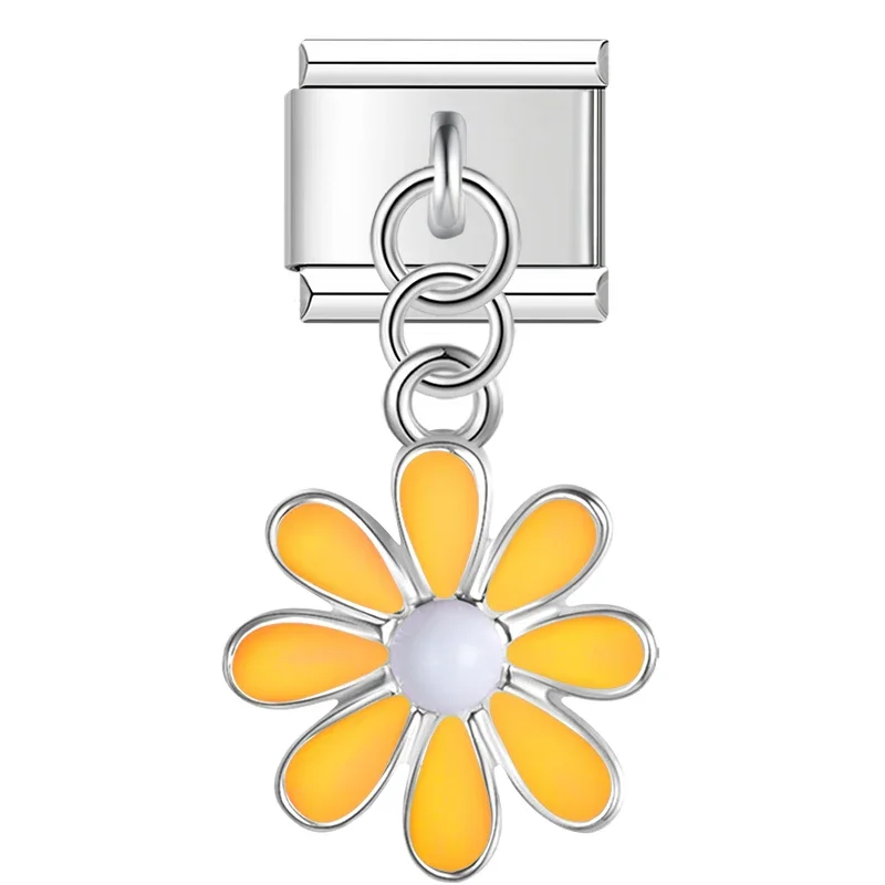 Moustache, Daisy and Ginkgo Dangle Italian Charms - Image 6
