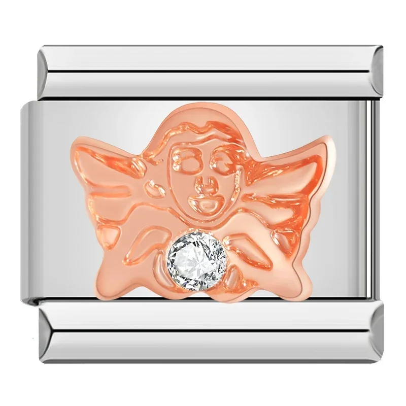 Rose Gold Angel, Mum and Key Italian Charms - Image 3