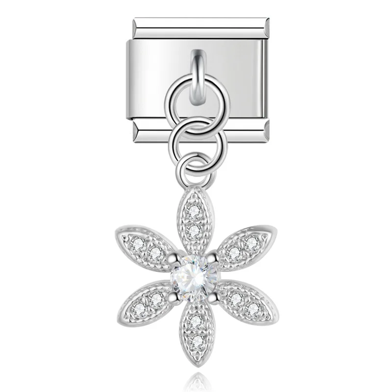 Crystal Flower and Puppy Dangle Italian Charms - Image 8