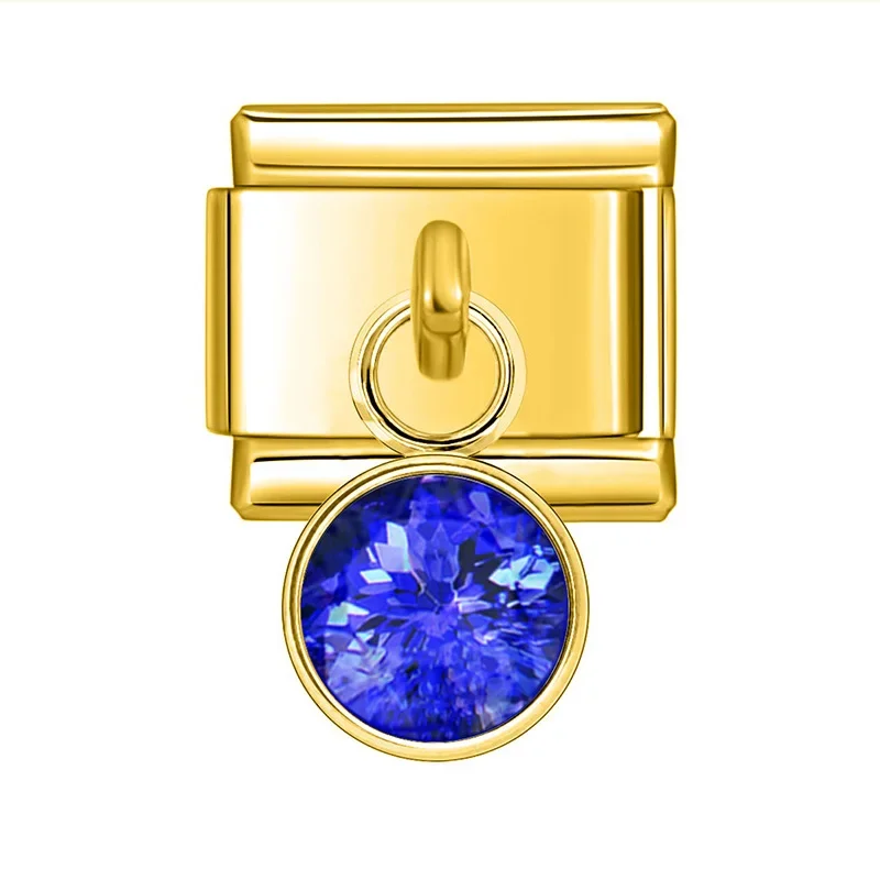 Gold Birthstone Crystal Dangle Italian Charm - Image 5
