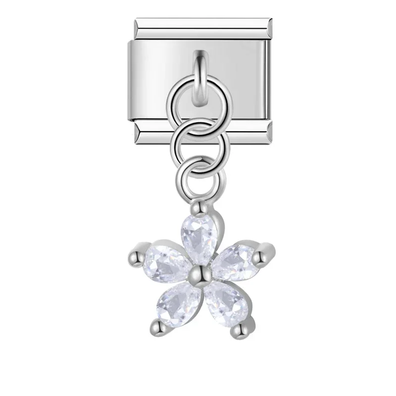 Crystal Compass and Flower Dangle Italian Charms - Image 8