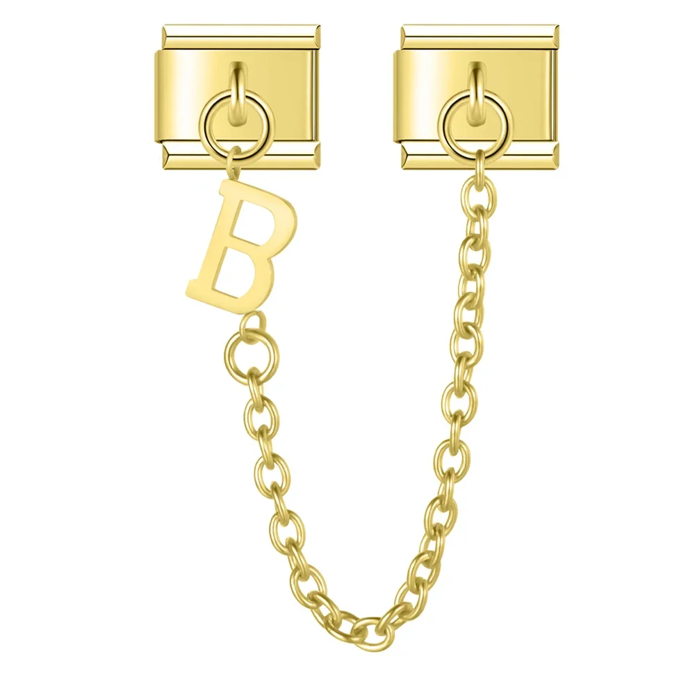 Gold Initial Safety Chain Italian Charms - Image 4