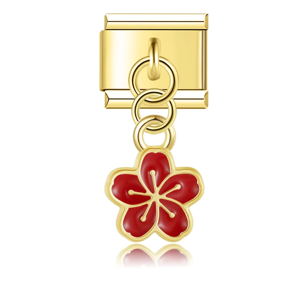 Pearl Heart and Flower Gold Dangle Italian Charms - Image 7