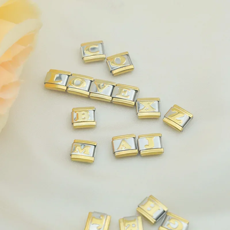 Gold Alphabet and Heart Italian Charms