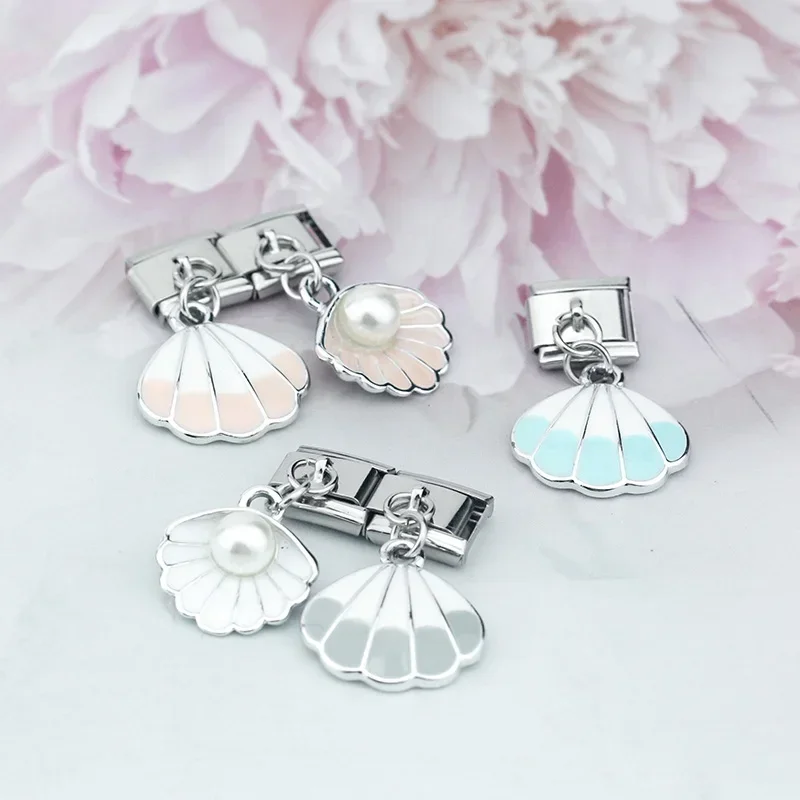 Seashell and Pearl Dangle Italian Charms