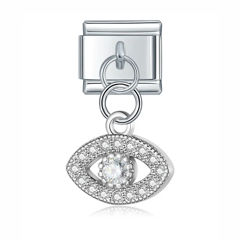 Crystal Eye, Hamsa and Lips Dangle Italian Charms - Image 16