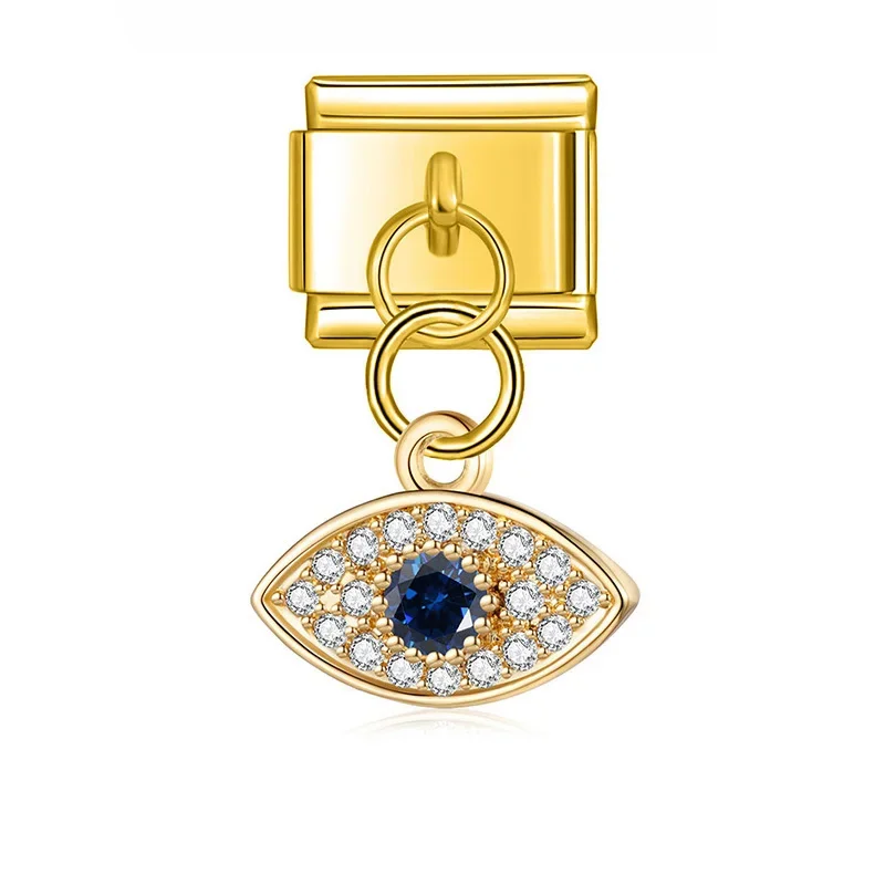 Crystal Eye, Hamsa and Lips Dangle Italian Charms - Image 17