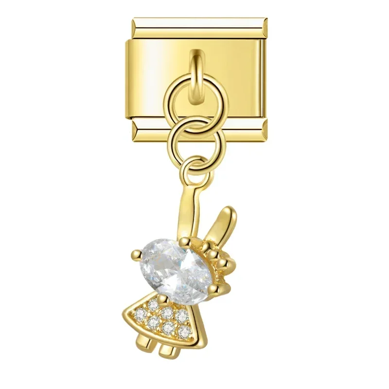 Gold Crystal Symbol Dangle Italian Charms - Image 17