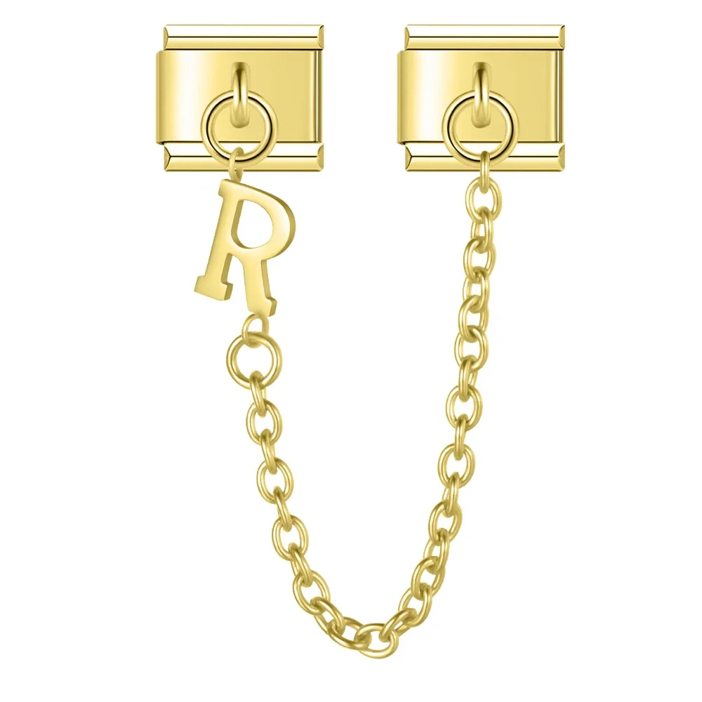 Gold Initial Safety Chain Italian Charms - Image 20