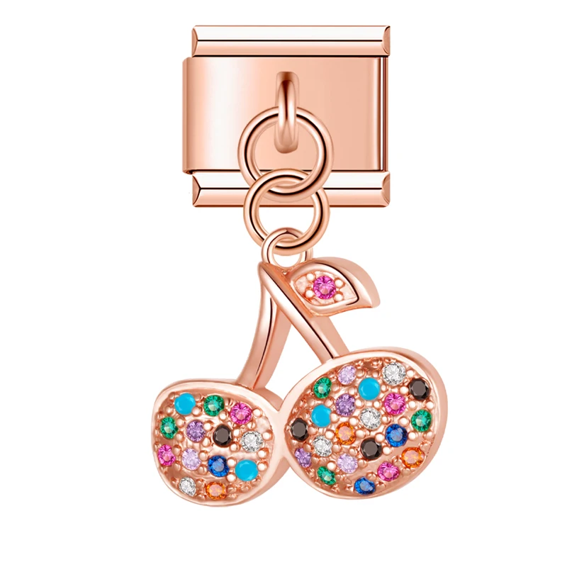 Sparkle Fruit and Key Italian Charms - Image 7