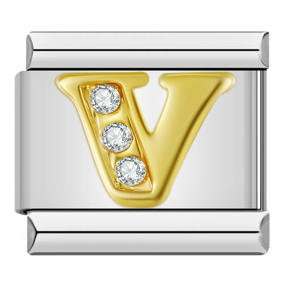 Gold Crystal Letter Italian Charms A to Z - Image 11