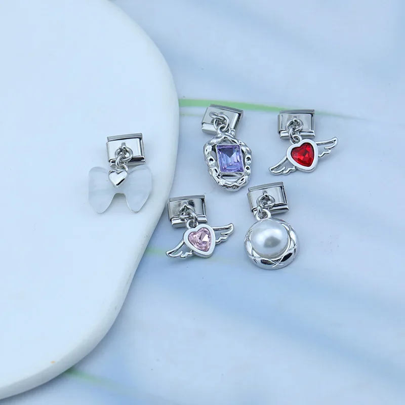 Angel Wing and Bow Dangle Italian Charms - Image 3