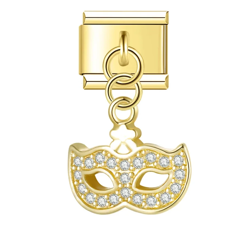 Gold Hamsa, Mask and Heel Dangle Italian Charms - Image 11