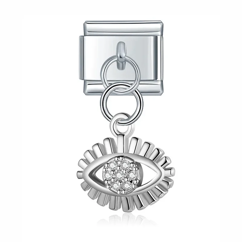 Crystal Eye, Hamsa and Lips Dangle Italian Charms - Image 11