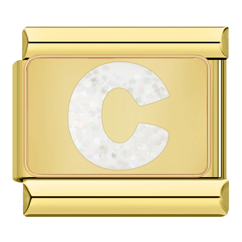 Sparkle Gold Letter Italian Charms - Image 24