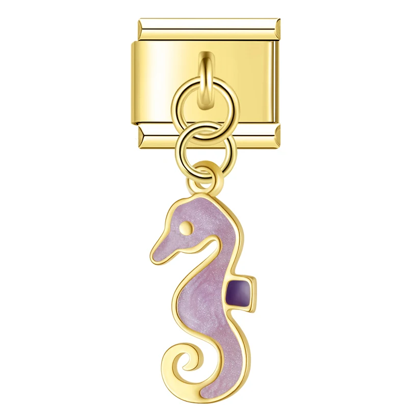 Seahorse, Dolphin and Starfish Dangle Italian Charms - Image 8