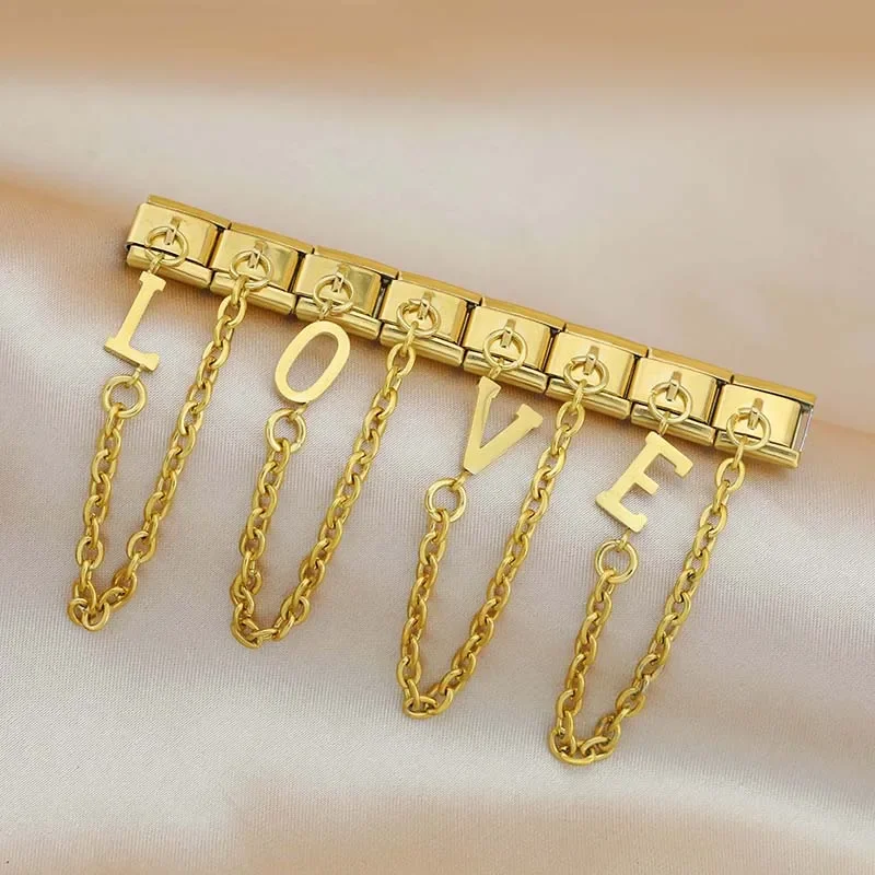 Gold Initial Safety Chain Italian Charms - Image 2