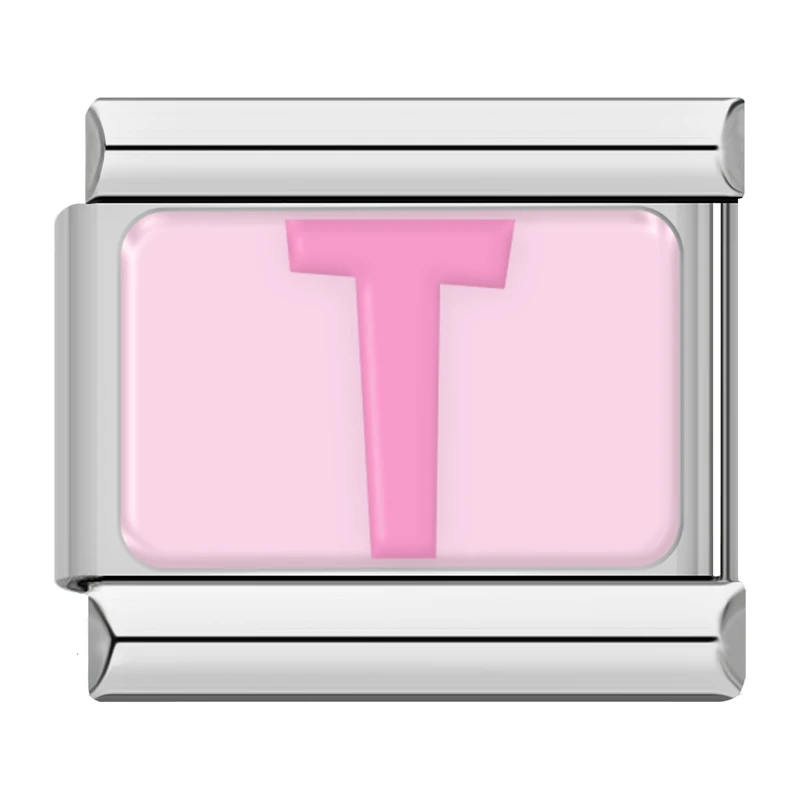 Pink Letter Italian Charms A to Z