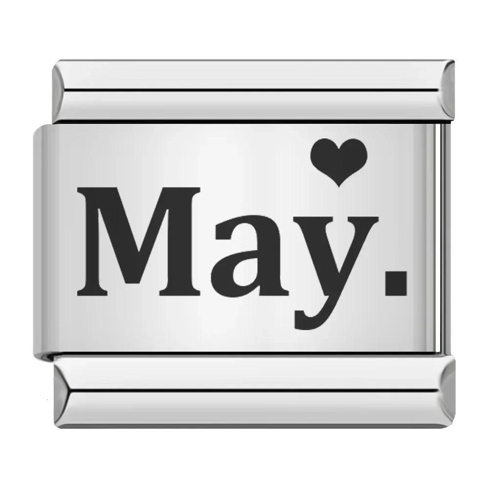 Month Name Heart Italian Charm - Image 4