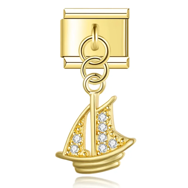 Gold Crystal Dangle Italian Charms - Image 7