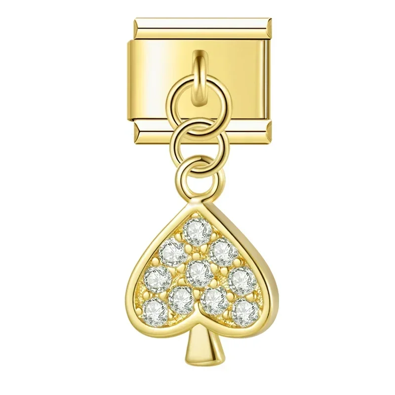 Gold Crystal Symbol Dangle Italian Charms - Image 27