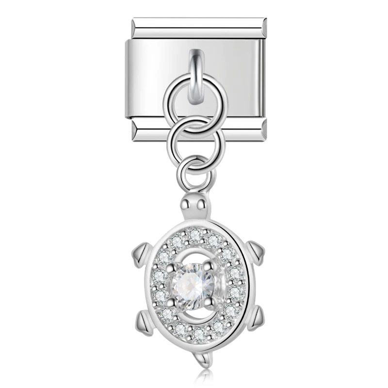 Crystal Butterfly and Turtle Dangle Italian Charms - Image 4