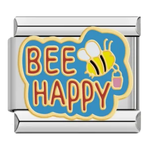 Bee Happy Fun Slogan Italian Charms