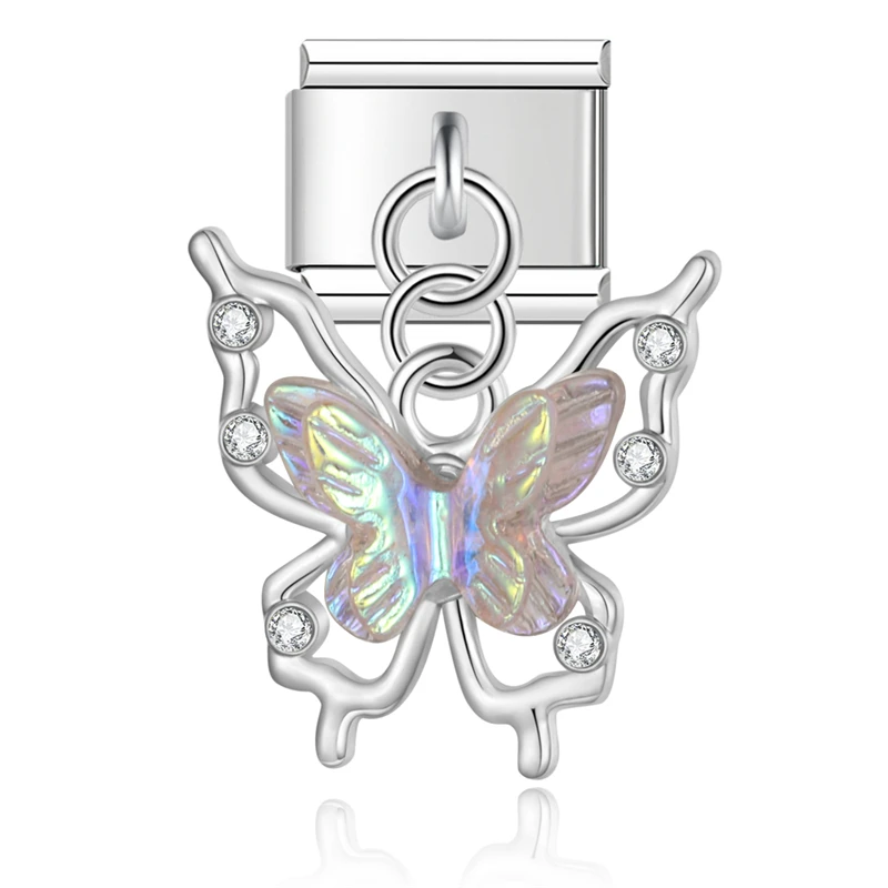 Butterfly and Flower Dangle Italian Charms - Image 14