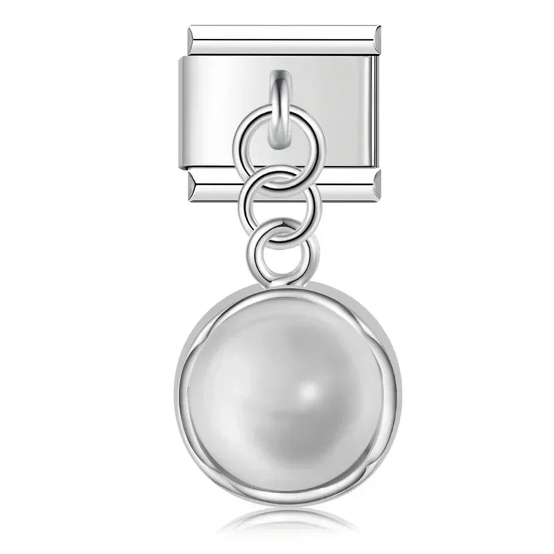Cross, Pearl and Crystal Dangle Italian Charms - Image 9