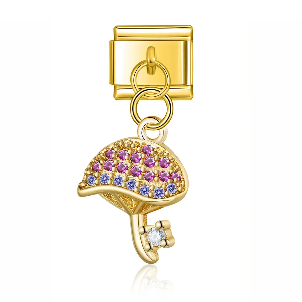 Crystal Fruit and Mushroom Dangle Italian Charms - Image 4