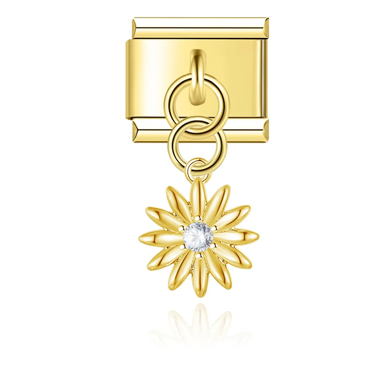 Crystal Flower Dangle Italian Charms - Image 2
