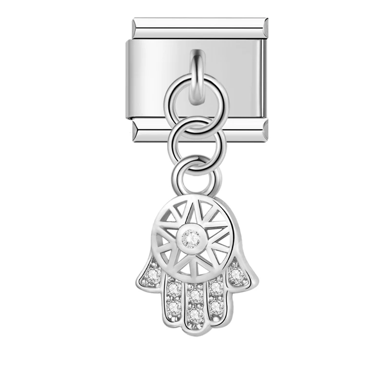 Crystal Crown, Hamsa and Music Note Dangle Italian Charms - Image 9