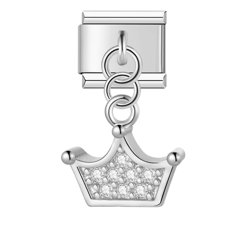 Crystal Crown, Hamsa and Music Note Dangle Italian Charms - Image 7