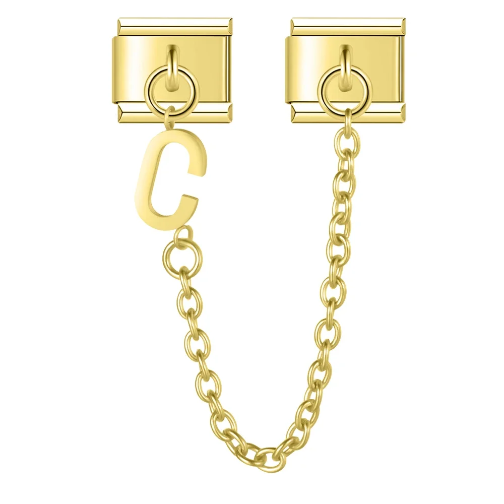 Gold Initial Safety Chain Italian Charms - Image 7