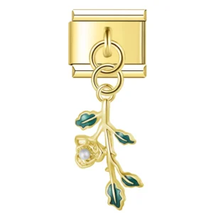 Leaf and Feather Dangle Italian Charms