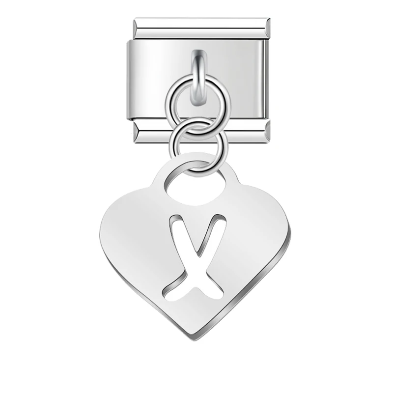 Silver Heart Initial Dangle Italian Charms - Image 7