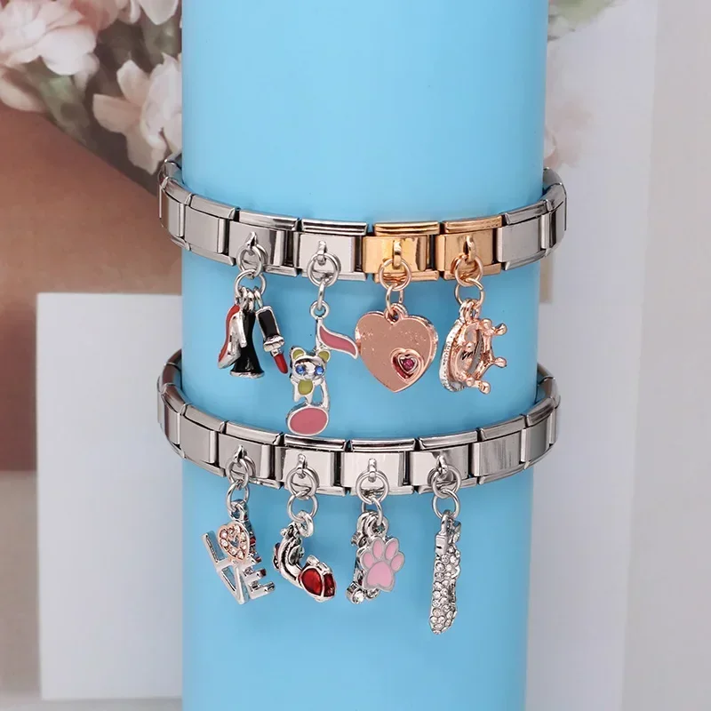 Rose Gold and Silver Love Dangle Italian Charms - Image 3
