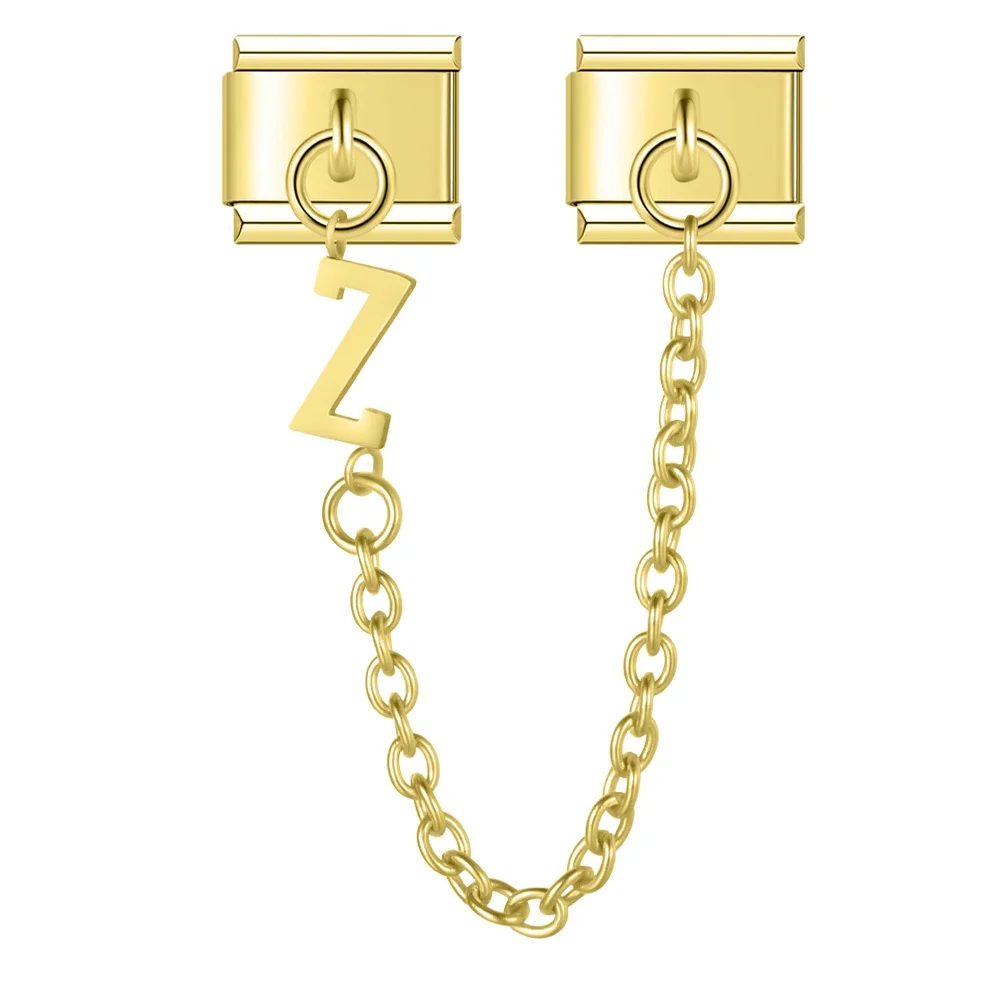 Gold Initial Safety Chain Italian Charms - Image 28