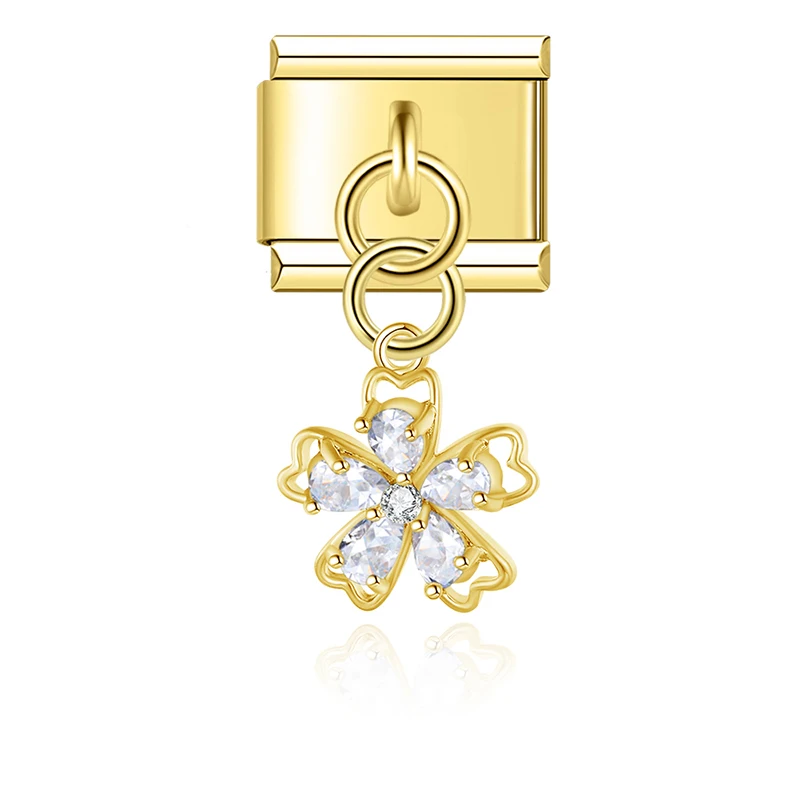 Crystal Flower Dangle Italian Charms - Image 3