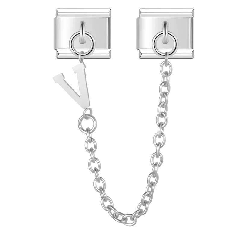 Silver Initial Safety Chain Italian Charms - Image 9