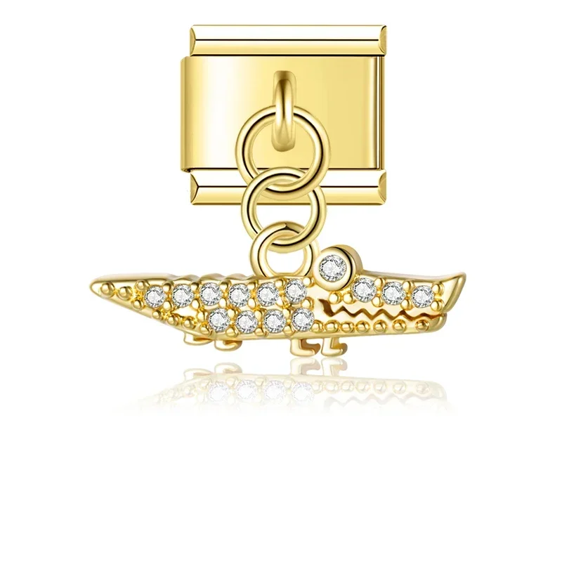 Crystal Bird, Peacock and Snake Dangle Italian Charms - Image 9