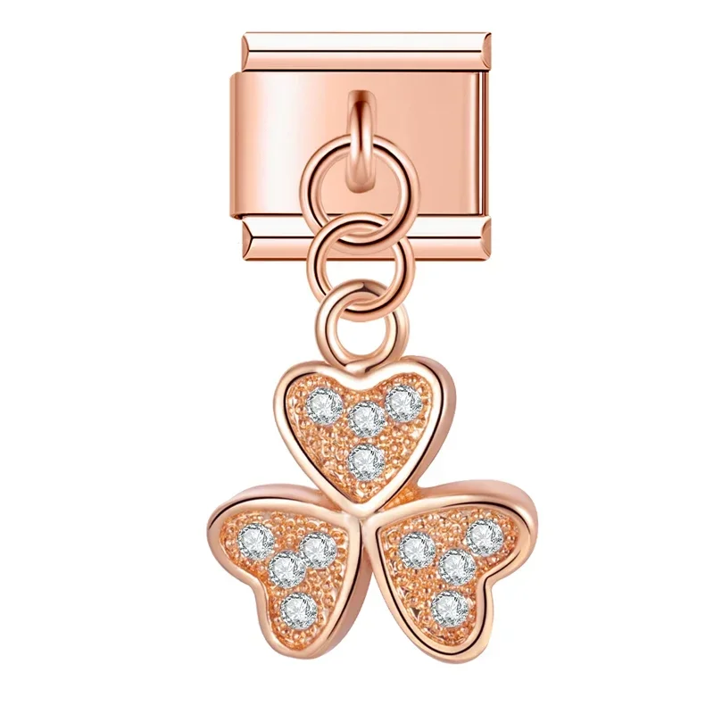 Rose Gold Crystal Symbol Dangle Italian Charms - Image 5