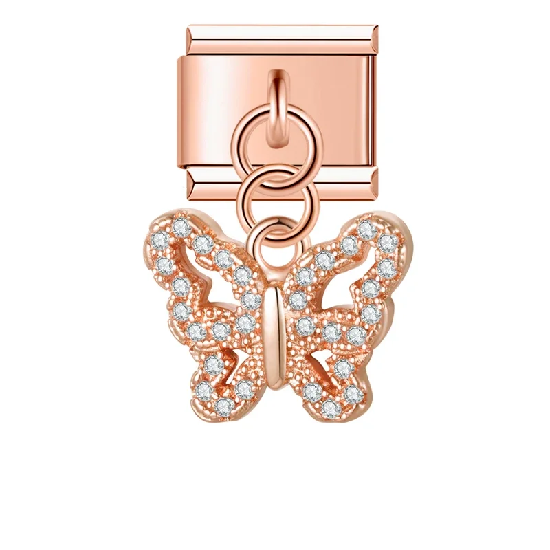 Crystal Butterfly and Elephant Dangle Italian Charms - Image 10