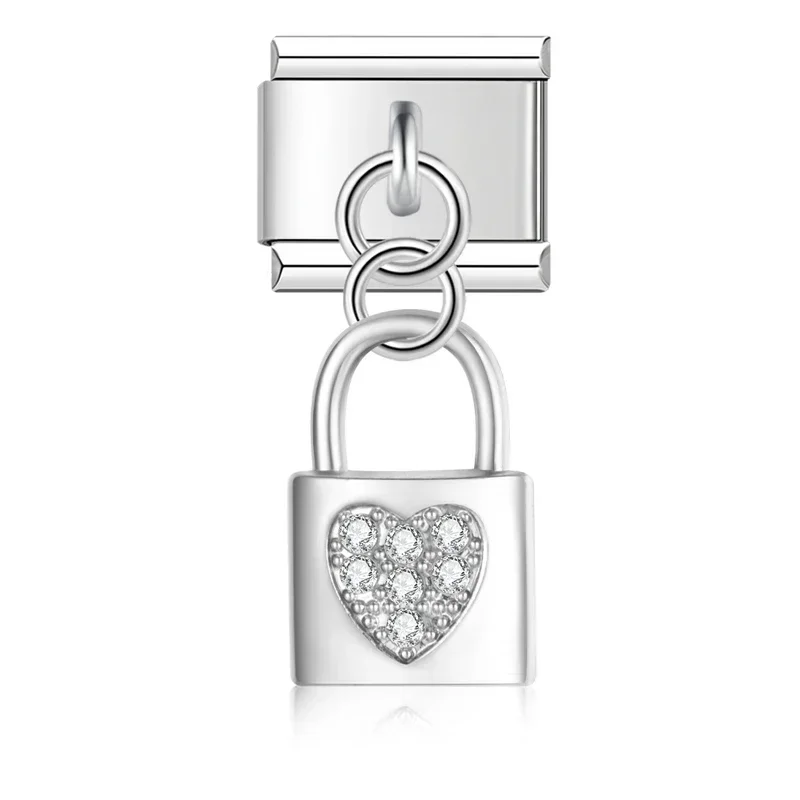 Heart, Moon and Lock Dangle Italian Charms - Image 6