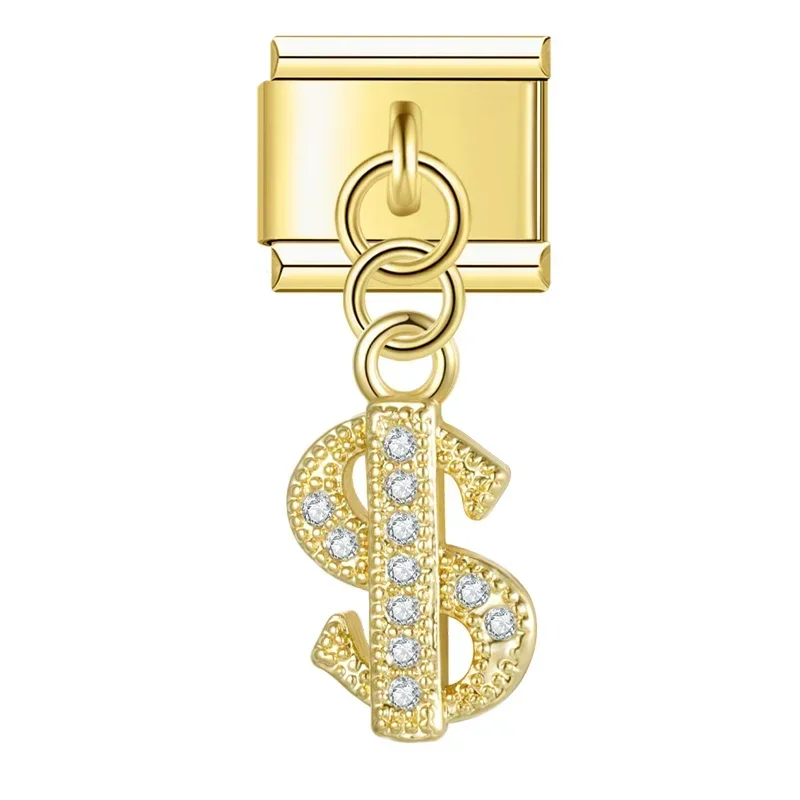 Gold Crystal Symbol Dangle Italian Charms - Image 14