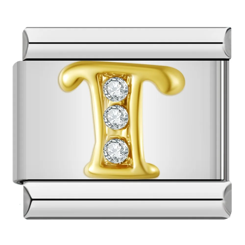 Gold Crystal Letter Italian Charms A to Z - Image 13