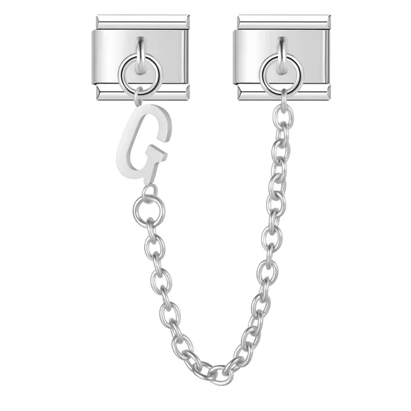 Silver Initial Safety Chain Italian Charms - Image 14
