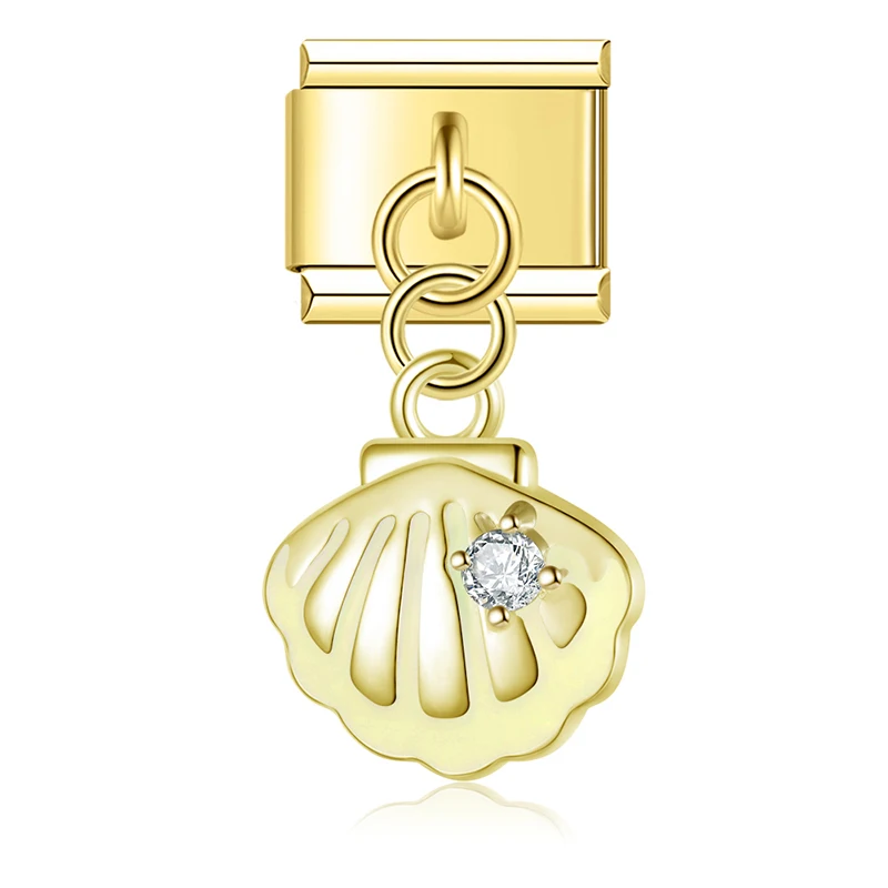 Gold Starfish and Seashell Dangle Italian Charms - Image 11