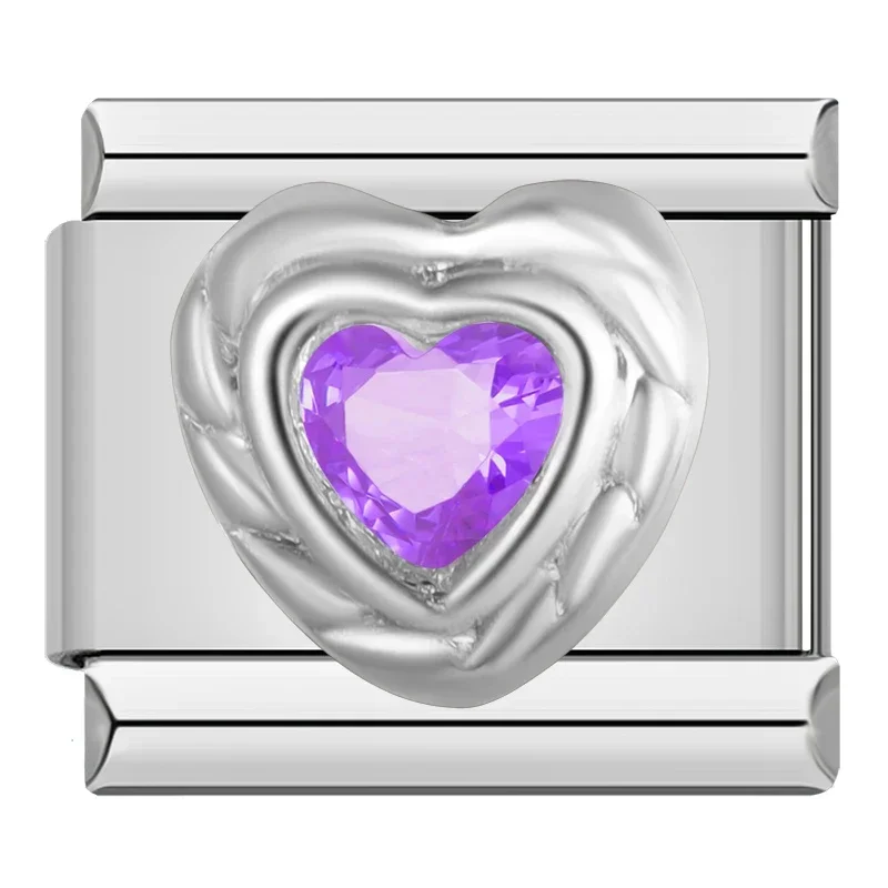 Birthstone Crystal Heart Italian Charms
