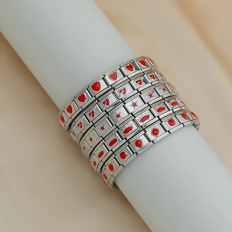 Red Heart and Crown Italian Charm Bracelet - Image 2